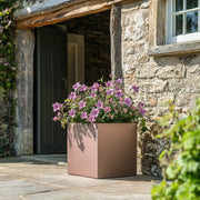 40cm Zinc Galvanised Brushed Rose Gold Finish Square Planter